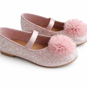 Cat & Jack Pink Glitter Ballet Flats Size 7 Toddler